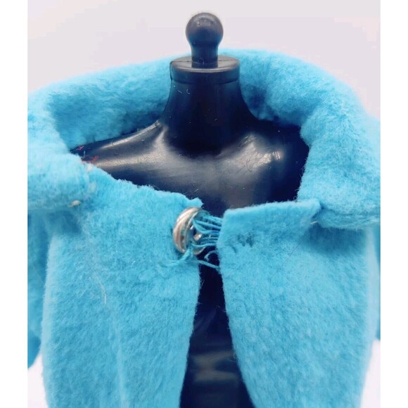 Vintage 1960s? Barbie Mod? Clone? Blue Long Robe Housecoat Jacket Silver Snaps - Picture 10 of 10